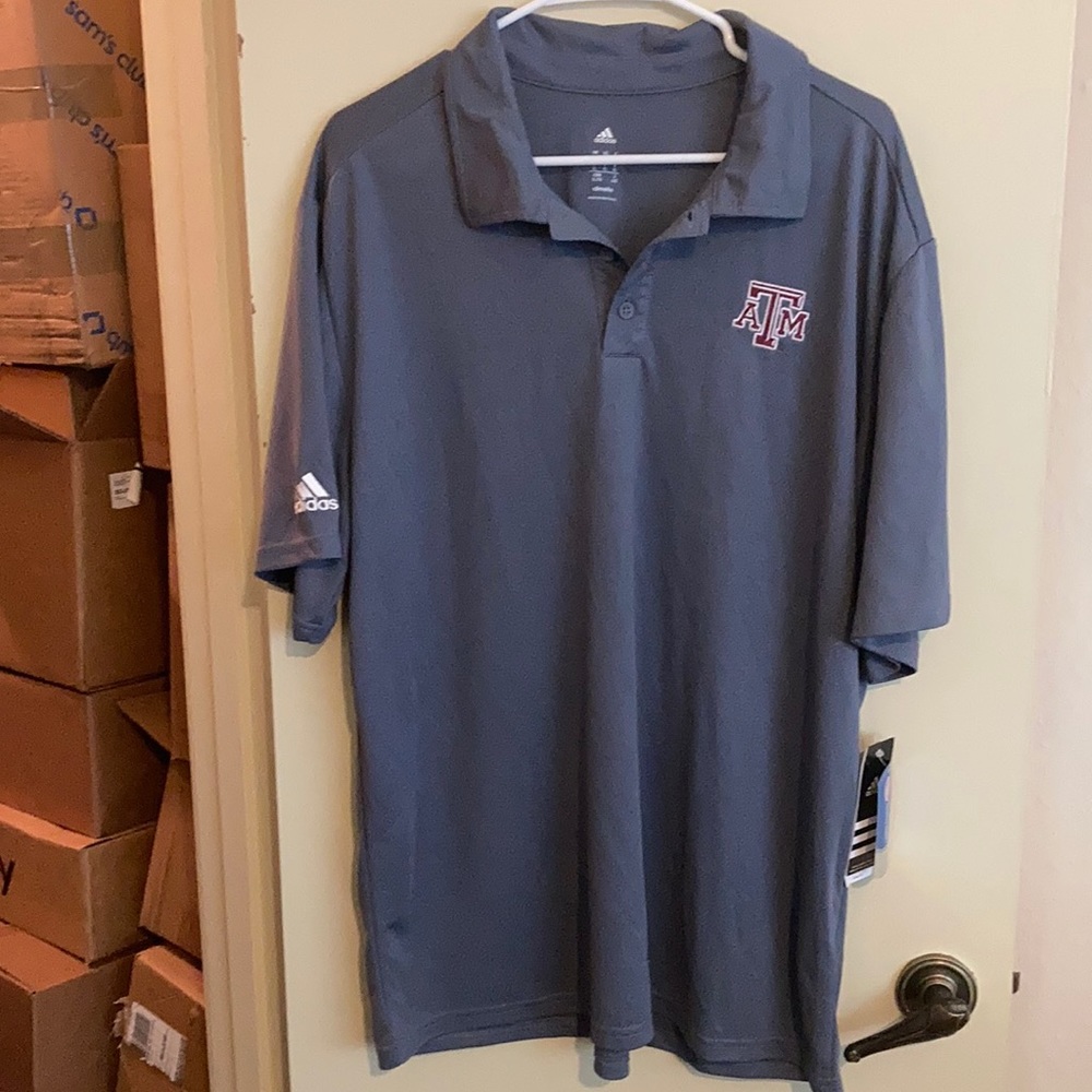 NWT Adidas Texas A&M Gray Polo